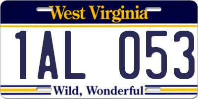 WV license plate 1AL053