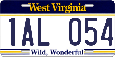 WV license plate 1AL054