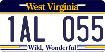 WV license plate 1AL055