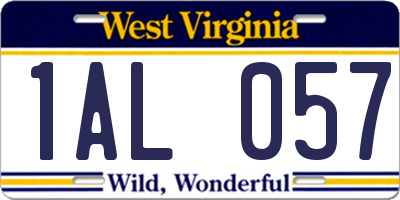 WV license plate 1AL057