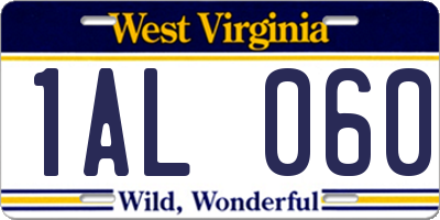 WV license plate 1AL060