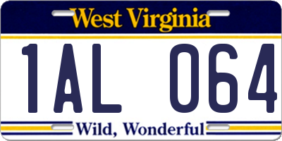 WV license plate 1AL064