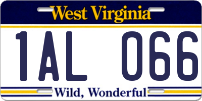WV license plate 1AL066