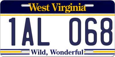WV license plate 1AL068