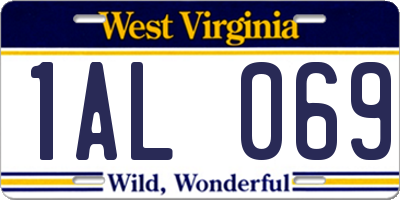 WV license plate 1AL069