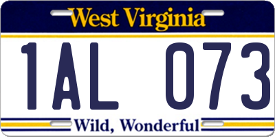 WV license plate 1AL073