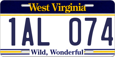 WV license plate 1AL074
