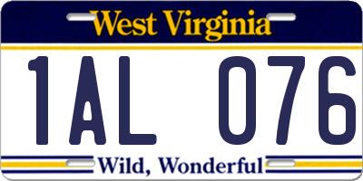 WV license plate 1AL076