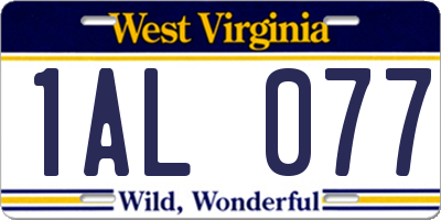WV license plate 1AL077