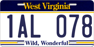 WV license plate 1AL078