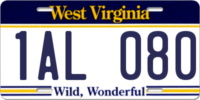 WV license plate 1AL080