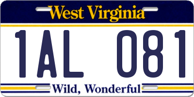WV license plate 1AL081