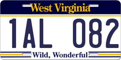 WV license plate 1AL082
