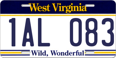 WV license plate 1AL083