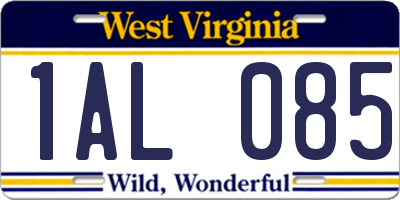 WV license plate 1AL085
