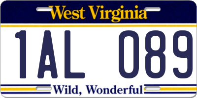 WV license plate 1AL089