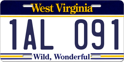 WV license plate 1AL091