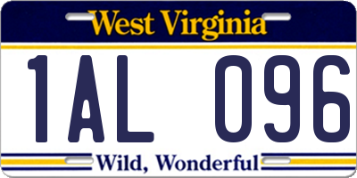 WV license plate 1AL096