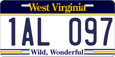 WV license plate 1AL097