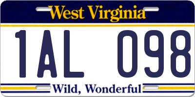 WV license plate 1AL098