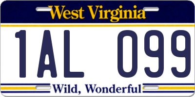 WV license plate 1AL099