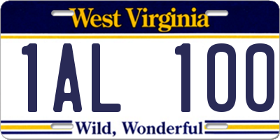 WV license plate 1AL100
