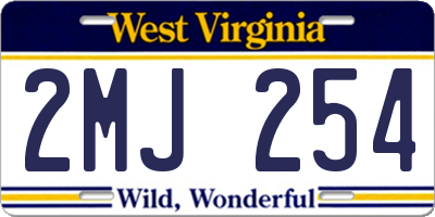 WV license plate 2MJ254
