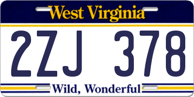 WV license plate 2ZJ378