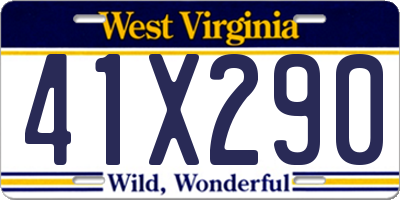 WV license plate 41X290