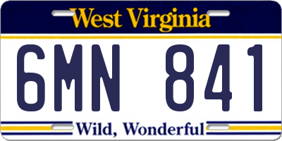 WV license plate 6MN841