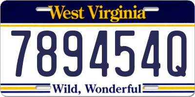 WV license plate 789454Q