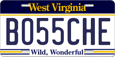 WV license plate BO55CHE