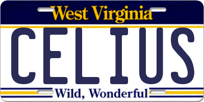 WV license plate CELIUS