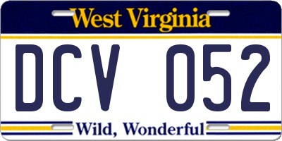 WV license plate DCV052