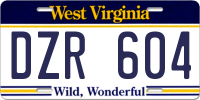 WV license plate DZR604