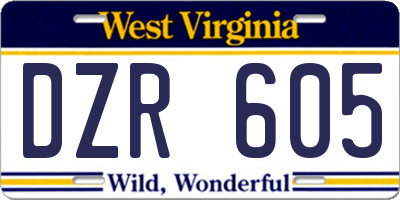 WV license plate DZR605
