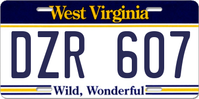 WV license plate DZR607