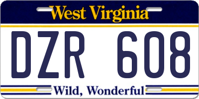 WV license plate DZR608