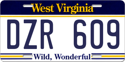 WV license plate DZR609
