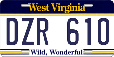 WV license plate DZR610