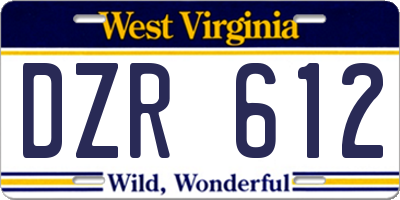WV license plate DZR612