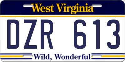 WV license plate DZR613