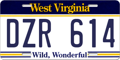 WV license plate DZR614