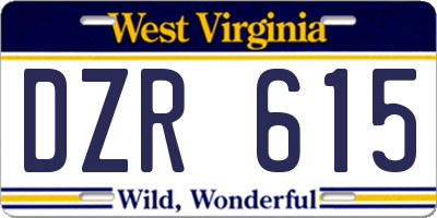 WV license plate DZR615