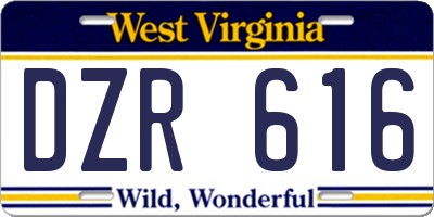 WV license plate DZR616
