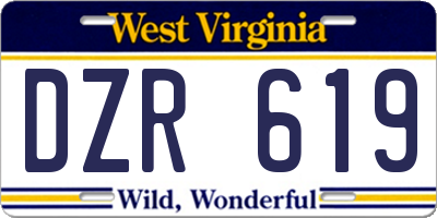 WV license plate DZR619