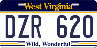 WV license plate DZR620