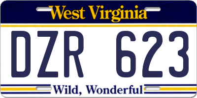 WV license plate DZR623