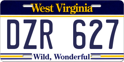 WV license plate DZR627
