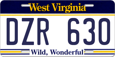 WV license plate DZR630